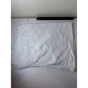 Bonbini Baby Blanket Heirloom Kids OS White Diamond Knit Minimalist Crochet